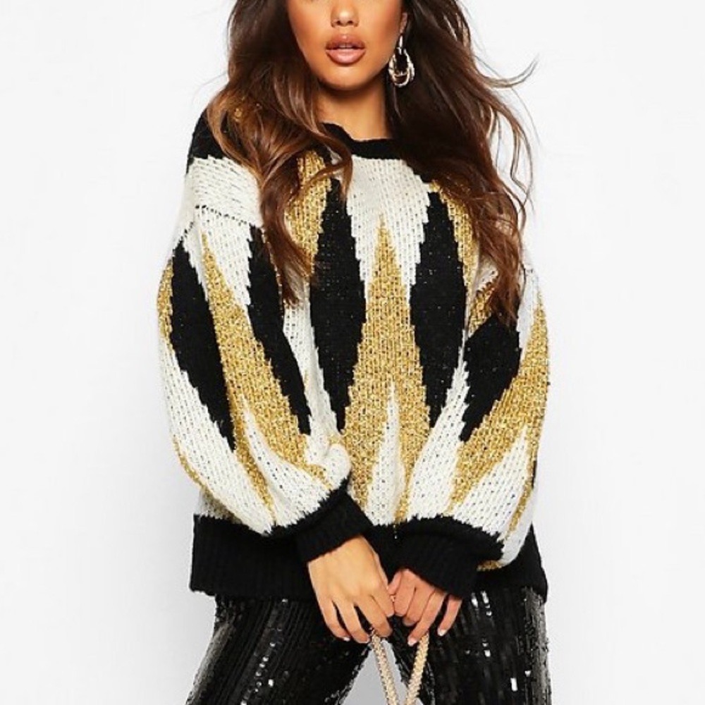 NWOT! Boohoo | “Premium Metallic Tinsel Jumper